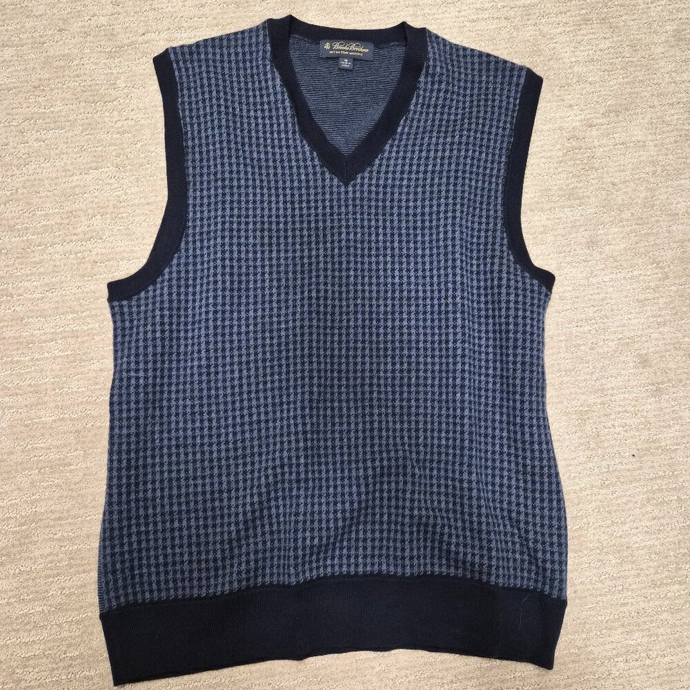 Brooks Brothers Blue Checkered Sweater Vest